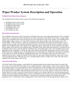 Wiper/Washer System Description and Operation