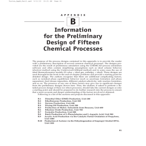 B Information for the Preliminary Design of Fifteen Chemical