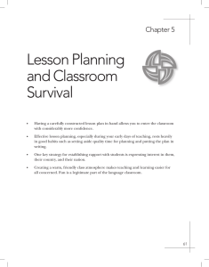 Lesson planning and Classroom Survival