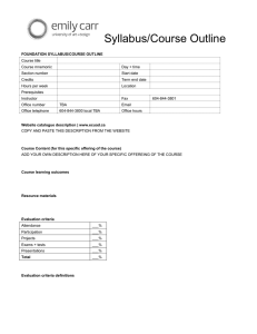 Syllabus/Course Outline