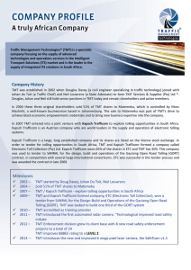 Company History Milestones - Traffic Management Technologies