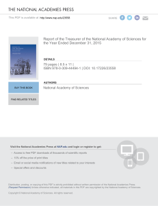 Report of the Treasurer of the National Academy of Sciences for the