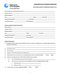 Generating Facility Pre-Application Report Form Interconnecting