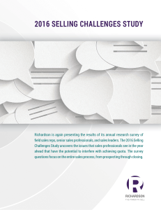 2016 SELLING CHALLENGES STUDY