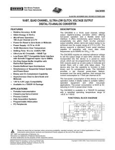 16-Bit, Quad Channel, Ultralow Glitch, Voltage Output DAC