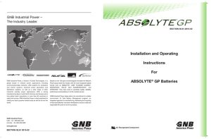 Installation and Operating Instructions For ABSOLYTE® GP Batteries