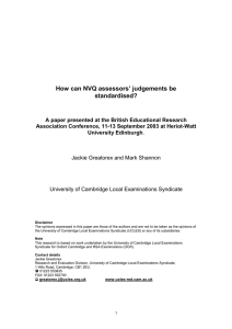 Standardising the assessment judgements of NVQ assessors