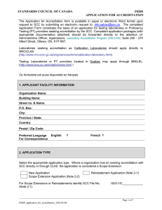 STANDARDS COUNCIL OF CANADA F0200 APPLICATION FOR