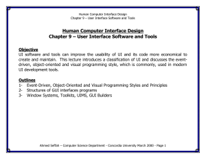 Human Computer Interface Design Chapter 9 – User Interface
