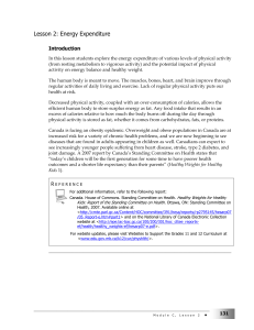 Lesson 2: Energy Expenditure