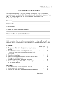 Web Site Evaluation 1 Health-Related Web Site Evaluation Form