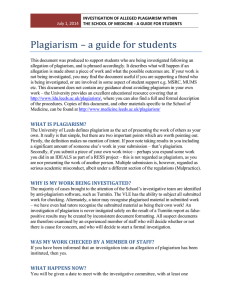 Plagiarism – a guide for students