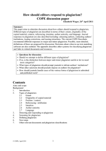 How should editors respond to plagiarism? COPE discussion paper