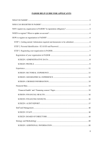 PADOR HELP GUIDE FOR APPLICANTS