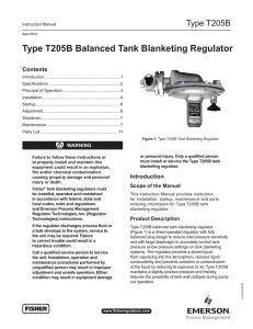 Type T205B Balanced Tank Blanketing Regulator