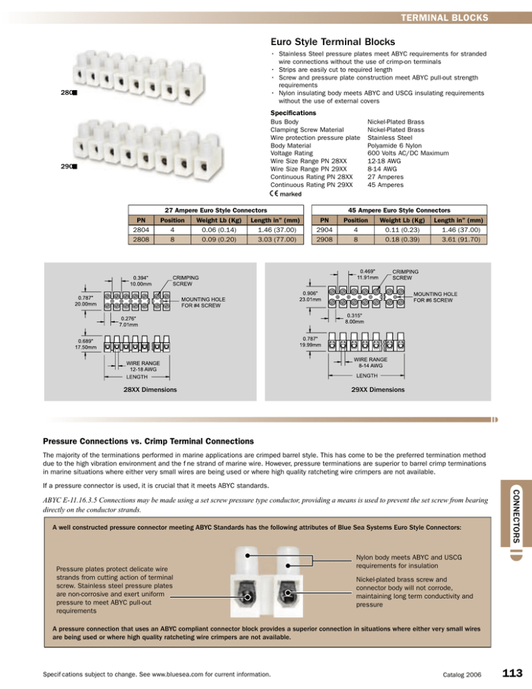 Philmore 13-1208 12-Position Euro Style Terminal Block – 20A 300V 8mm Pitch – 22-12 AWG