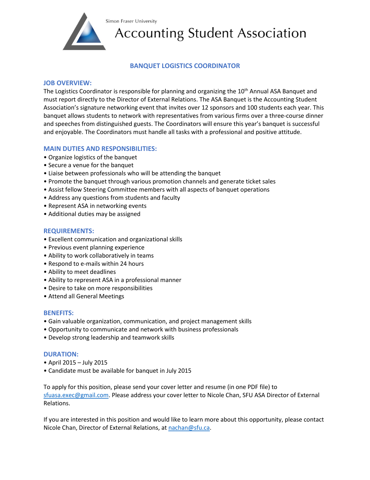 Banquet Logistics Coordinator Job Overview: Main