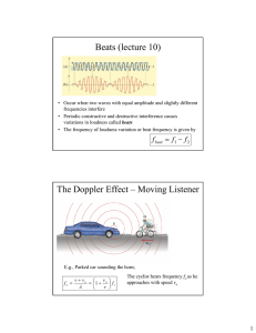 Beats (lecture 10) The Doppler Effect – Moving Listener