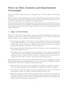 Notes on Data Analysis and Experimental Uncertainty