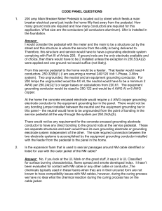 CODE PANEL QUESTIONS 1. 200 amp Main Breaker Meter