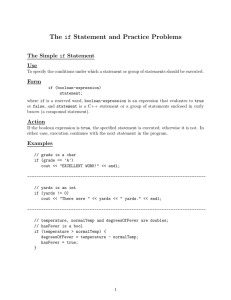 The if Statement and Practice Problems