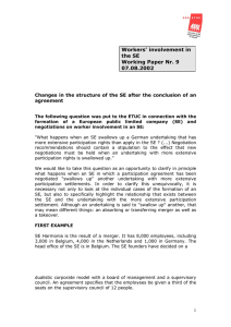 Workers` involvement in the SE Working Paper Nr. 9 07.08.2002