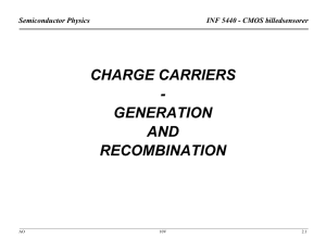 CHARGE CARRIERS - GENERATION AND RECOMBINATION