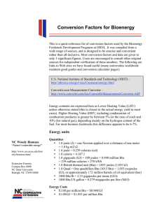 Conversion Factors for Bioenergy