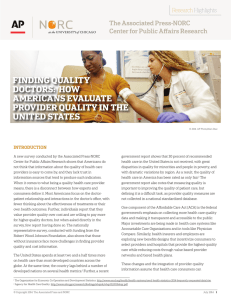 Finding Quality doctors: How americans evaluate Provider Quality in