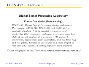 EECS 452 – Lecture 1