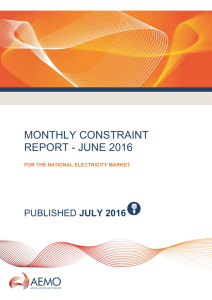 Monthly Constraint Report June 2016