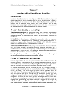 Chapter 9 Impedance Matching of Power Amplifiers Introduction
