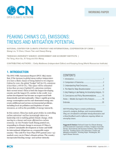 Peaking China`s CO2 Emissions: Trends and Mitigation Potential