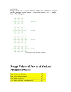 Rough Values of Power of Various Processes (watts)