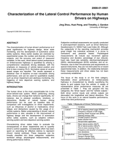 Characterization of the Lateral Control Performance by