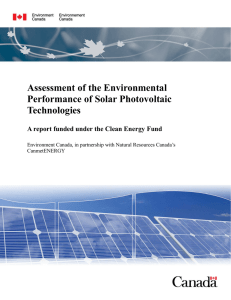 Assessment of the Environmental Performance of Solar Photovoltaic