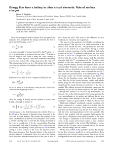 Energy flow from a battery to other circuit elements: Role of surface