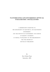 nanosecond upconversion optical parametric oscillators