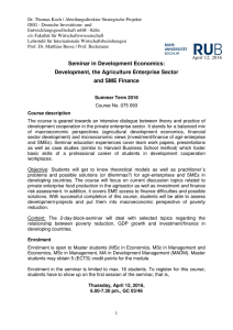 Seminar in Development Economics: Development, the Agriculture