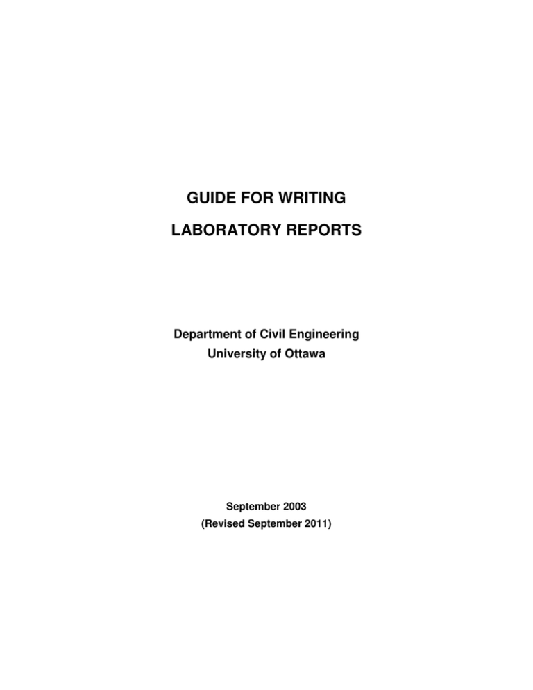 Guide For Writing Laboratory Reports