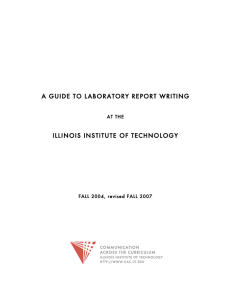 A GUIDE TO LABORATORY REPORT WRITING