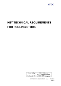 key technical requirements for rolling stock