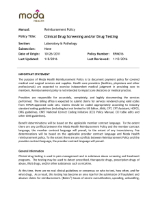 Clinical Drug Screening and/or Drug Testing