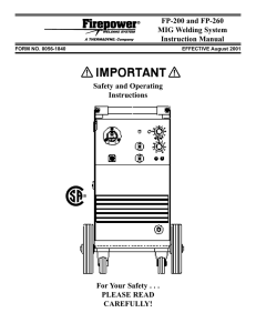 FP-200 and FP-260 MIG Welding System Instruction Manual Safety