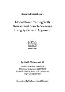 Model Based Testing With Guaranteed Branch Coverage Using