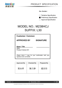 MODEL NO.: M238HCJ SUFFIX: L30