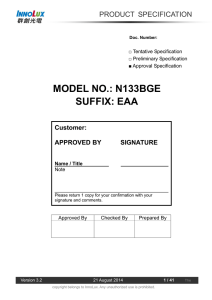 MODEL NO.: N133BGE SUFFIX: EAA