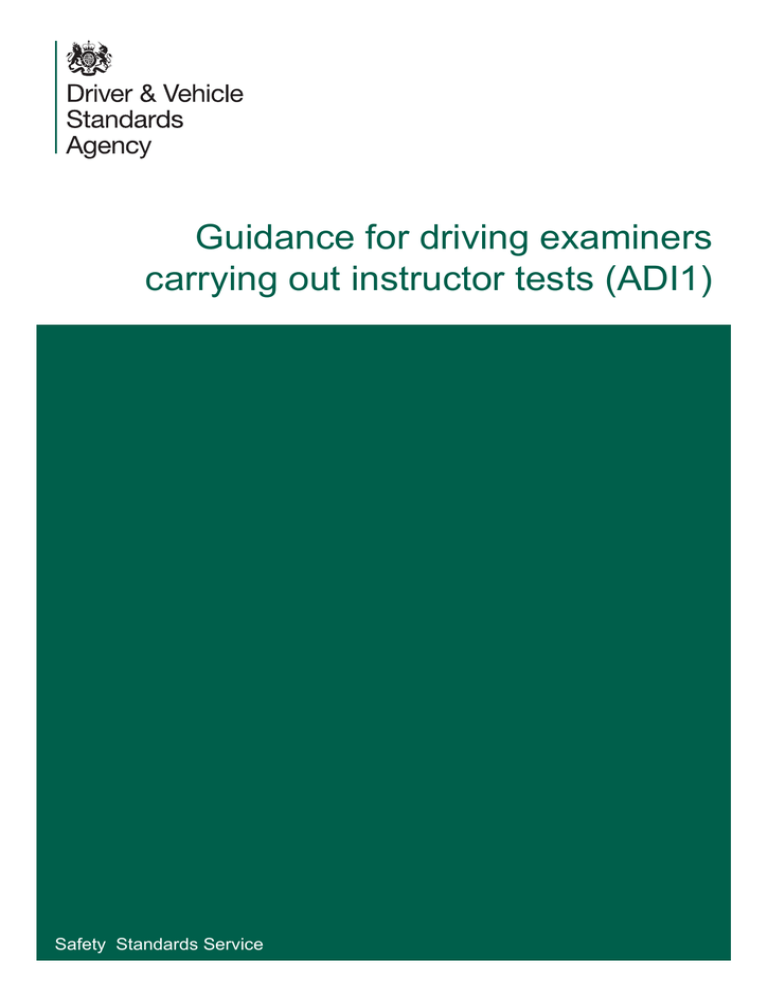 Guidance for driving examiners carrying out instructor tests