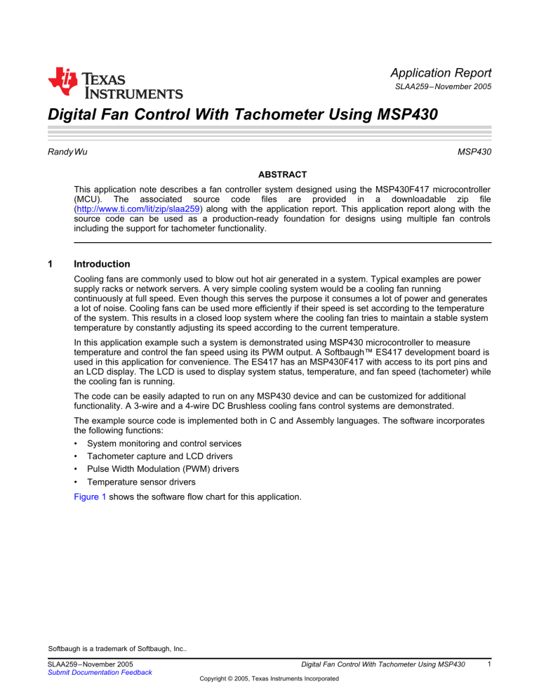 Digital Fan Control With Tachometer Using