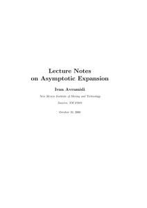 Lecture Notes on Asymptotic Expansion